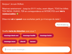 le chatbot de SNCF