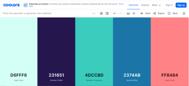 Creating a deals color palette